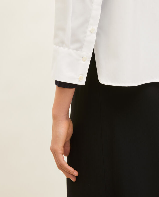 Camisa sin cuello de popelina de algodón. Optical white
