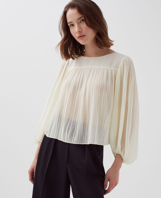 Blusa fluida plisada I012 papyrus creme