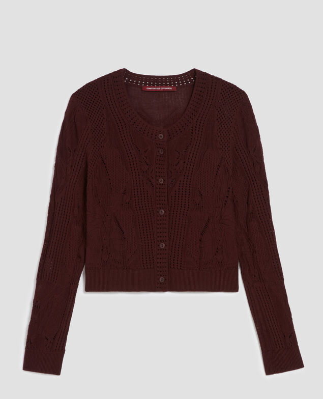 Cárdigan de crochet con motivo floral J380 decadent chocolate