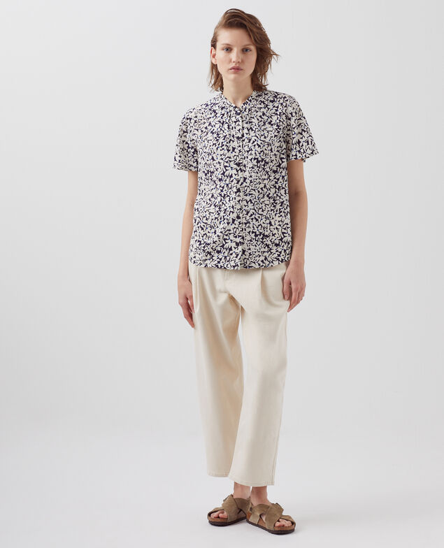 Blusa fluida de manga corta H000 petal blue