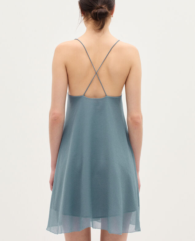 Vestido corto de muselina  K631 blue lake