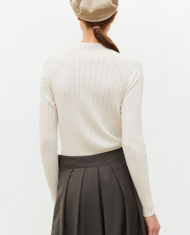  Jersey de canalé con cuello subido de lana merino Jet stream