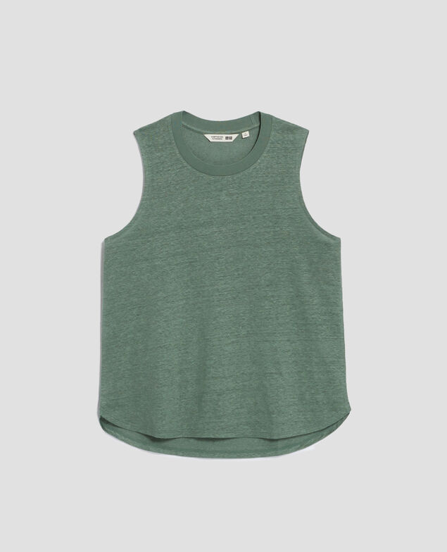 MARCELLE - Camiseta de lino sin mangas H542 darkforest
