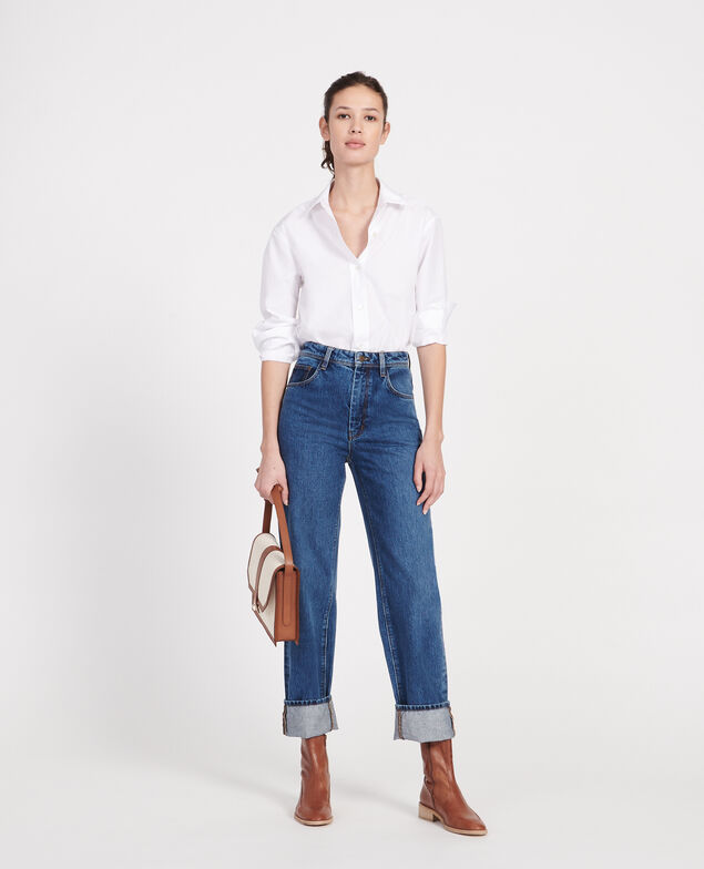 Jeans talle alto y corte recto Denim medium wash