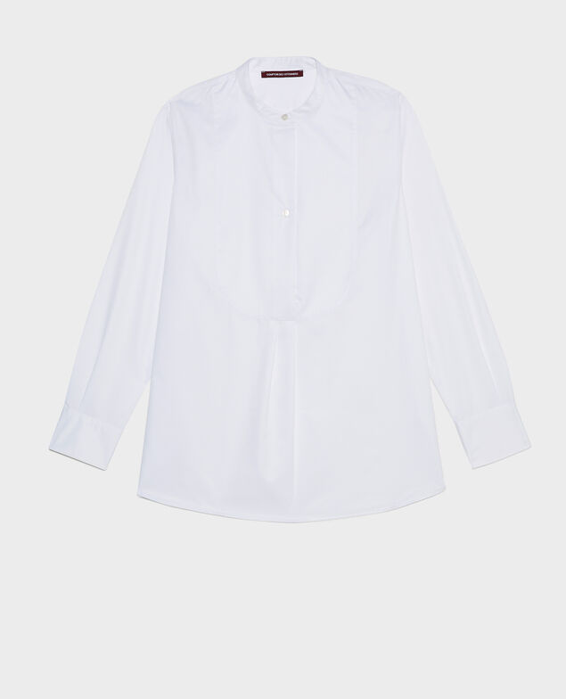  Camisa de algodón oversize con pechera Brilliant white