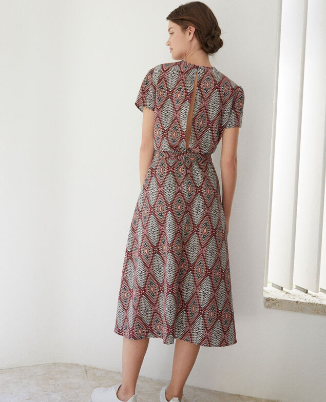 Vestido largo estampado Marrón