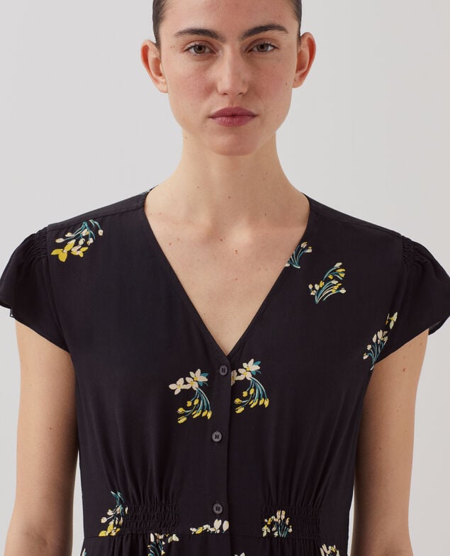 LUDIVINE - Vestido largo fluido J091 fl bouquet black