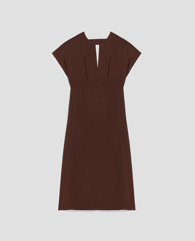 Vestido fluido tacto seda I390 coffee bean