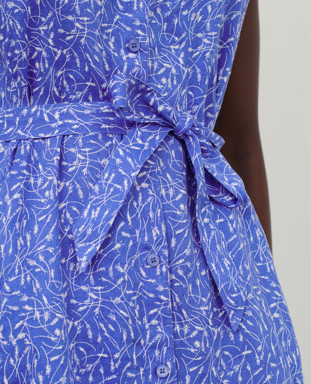 Vestido evasé de lino 91 print blue