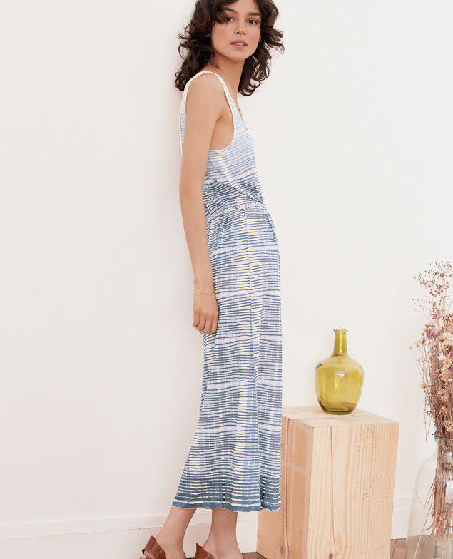 Vestido de lino de longitud media Tie&dye washed blue