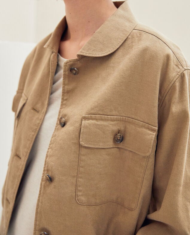 Chaqueta estilo bomber con lino Natural beige