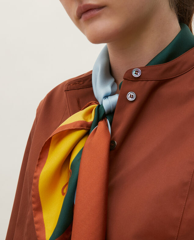  Camisa de algodón oversize con pechera Tortoise shell