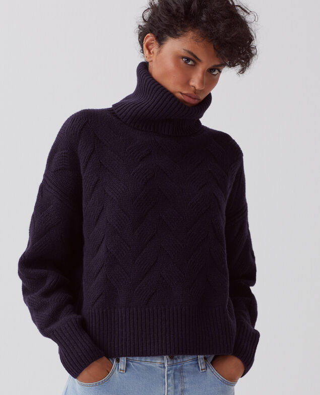 Jersey con cuello vuelto de lana H695 night sky