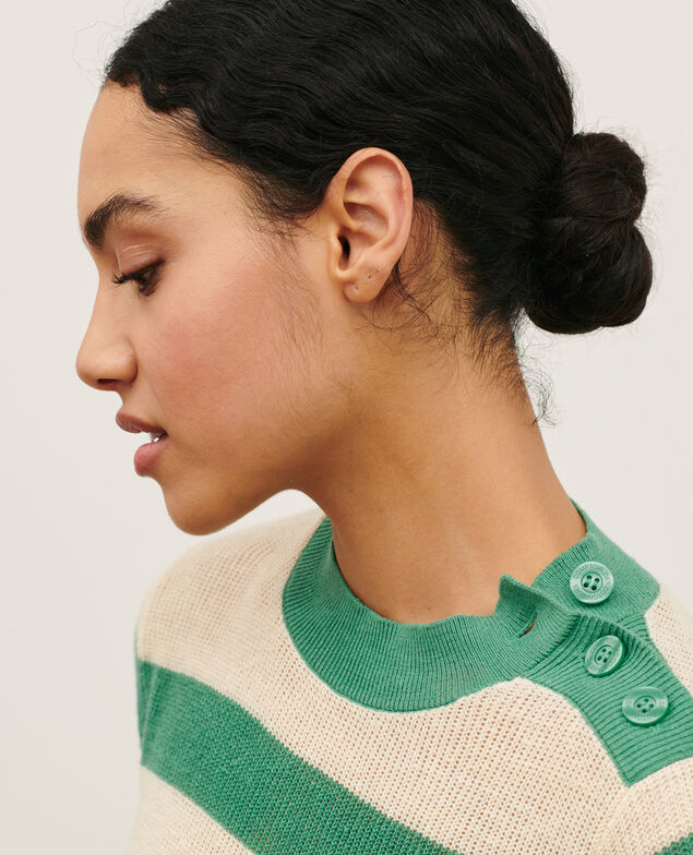 Jersey con manga corta de lino 0551 pine green stripes