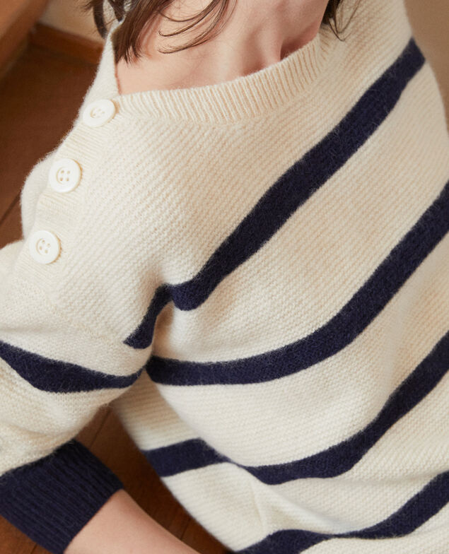 Jersey de cuello barco Off white/peacoat
