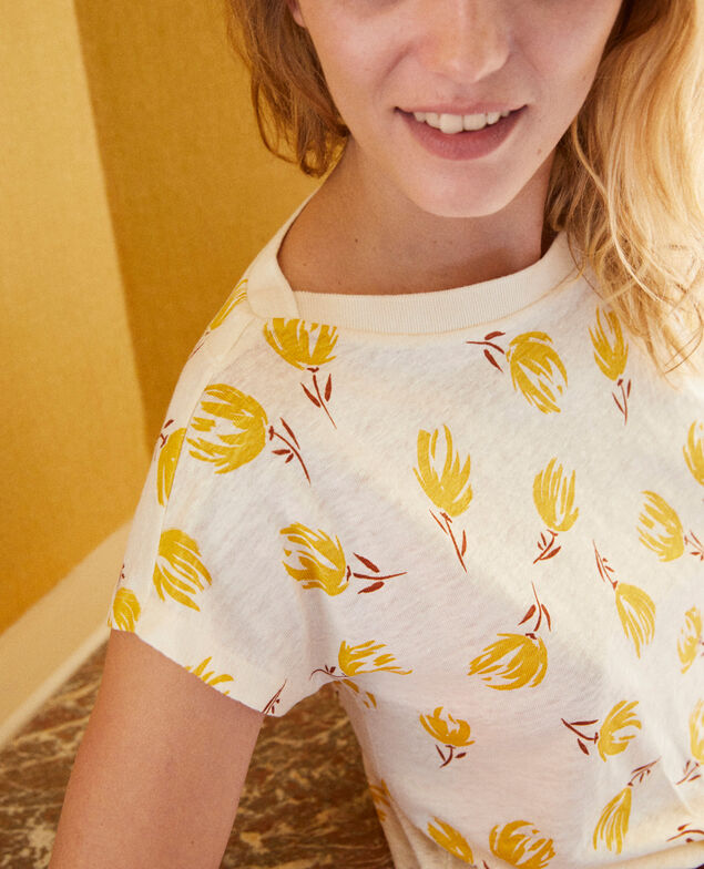 Camiseta con cuello barco de lino  Tulip buttercream