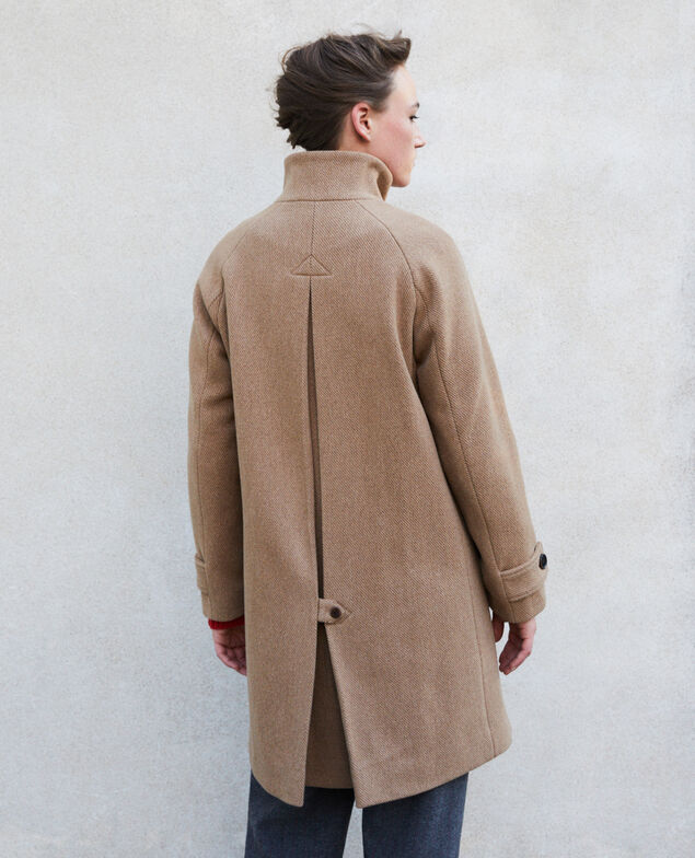 Abrigo con cuello subido Beige