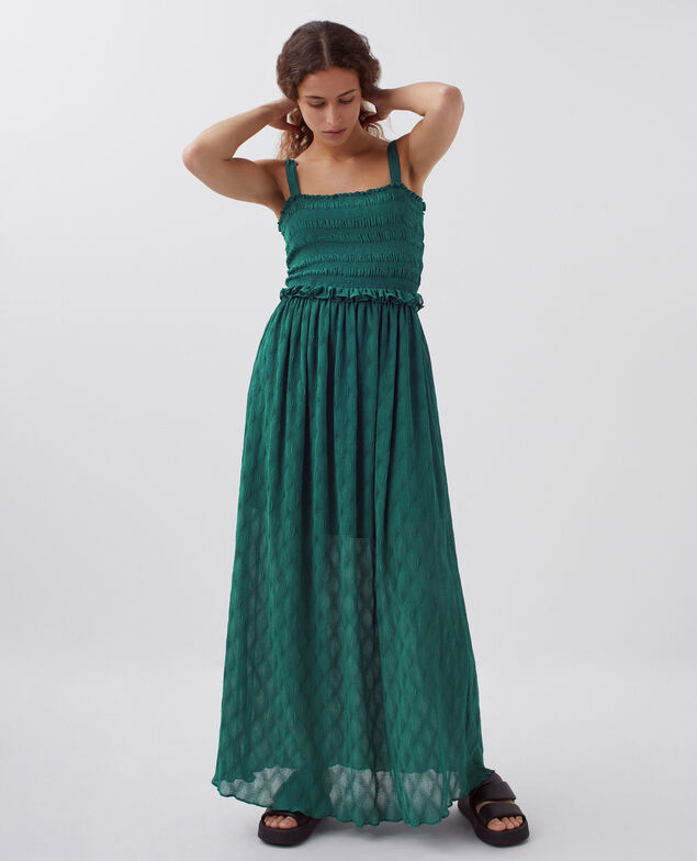 Vestido largo fluido con fruncidos H644 spruced-up blue