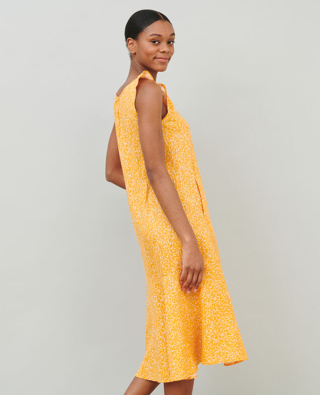 Vestido evasé de lino 91 print orange