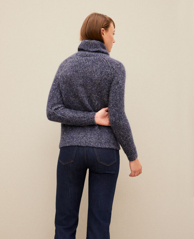Jersey cuello vuelto con mohair Medieval blue/noir/off white
