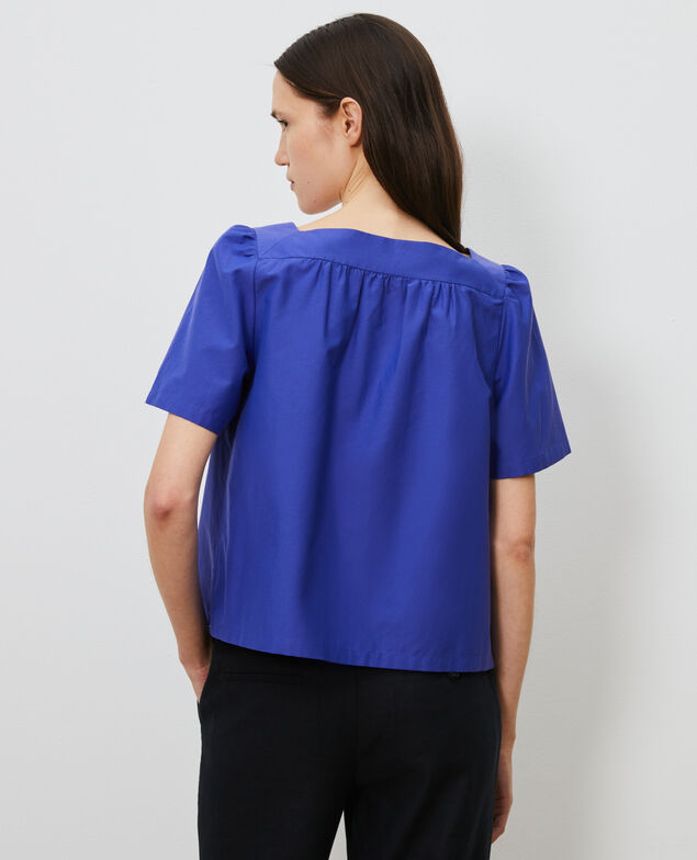 Top de seda y algodón Royal blue