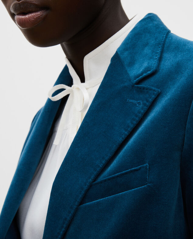 Blazer de  terciopelo con dos botones Blue coral