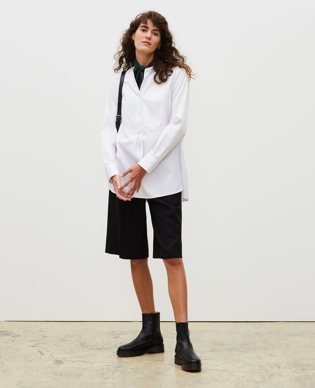  Camisa de algodón oversize con pechera Brilliant white