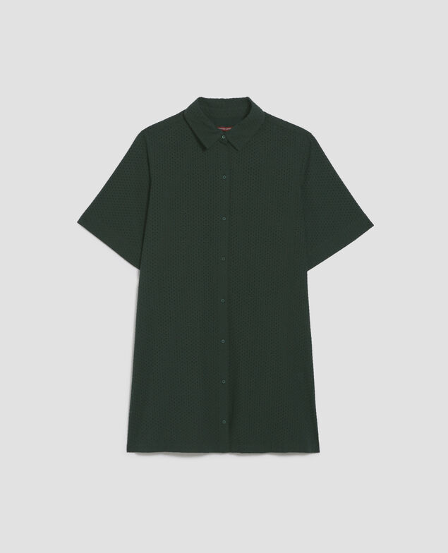 Vestido camisero corto bordado de algodón J590 spruce green