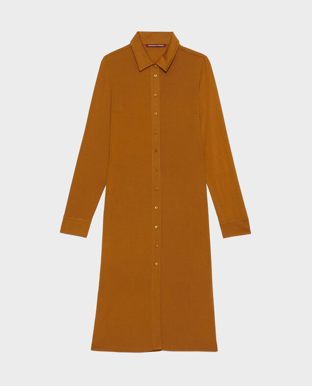 Vestido camisero de punto jersey de seda Bronze brown