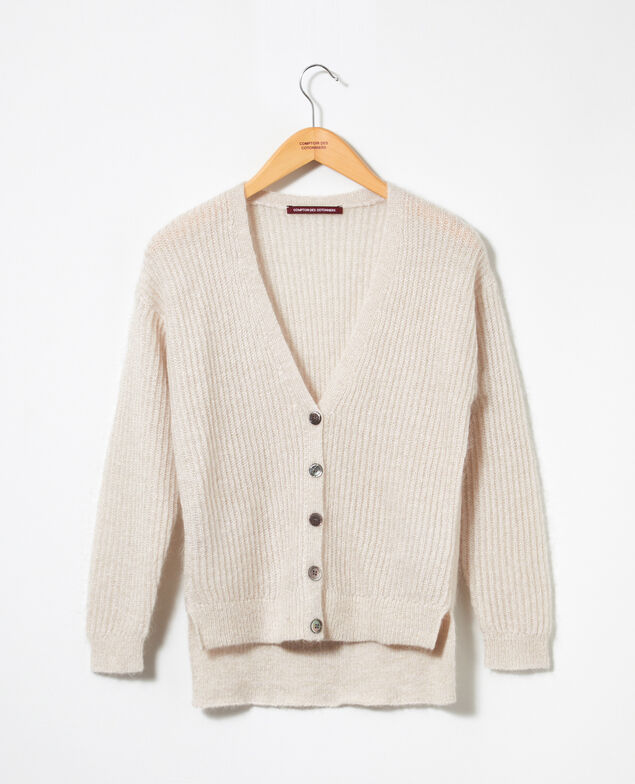 Cárdigan con mohair Silver gray/off white/lurex