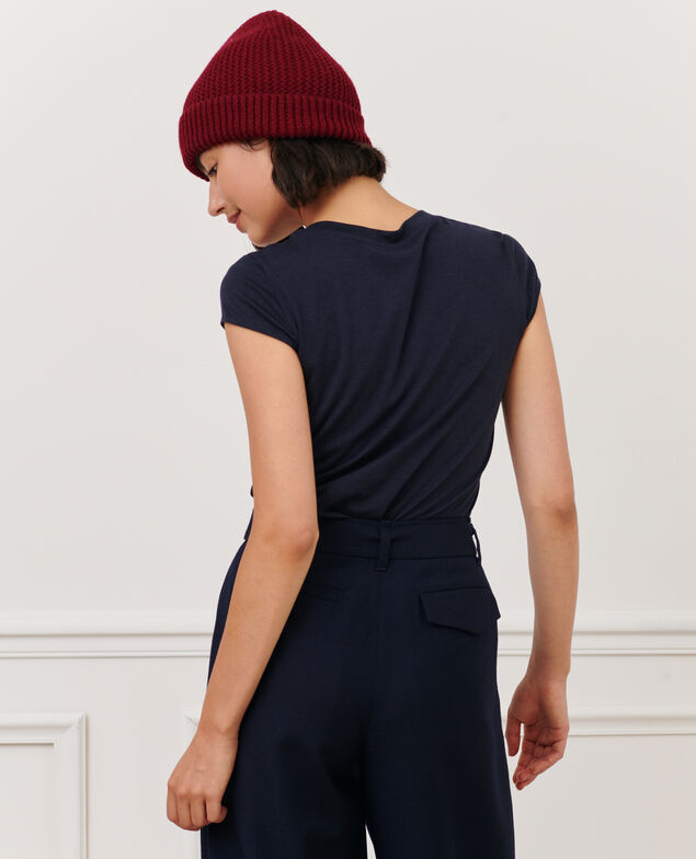 MANON - la camiseta con cuello redondo de algodón mezclado 7012c 69 navy