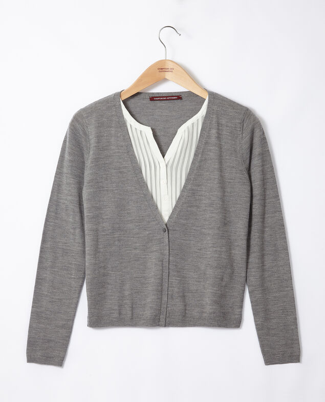 Cárdigan-blusa efecto 2 en 1 Gris