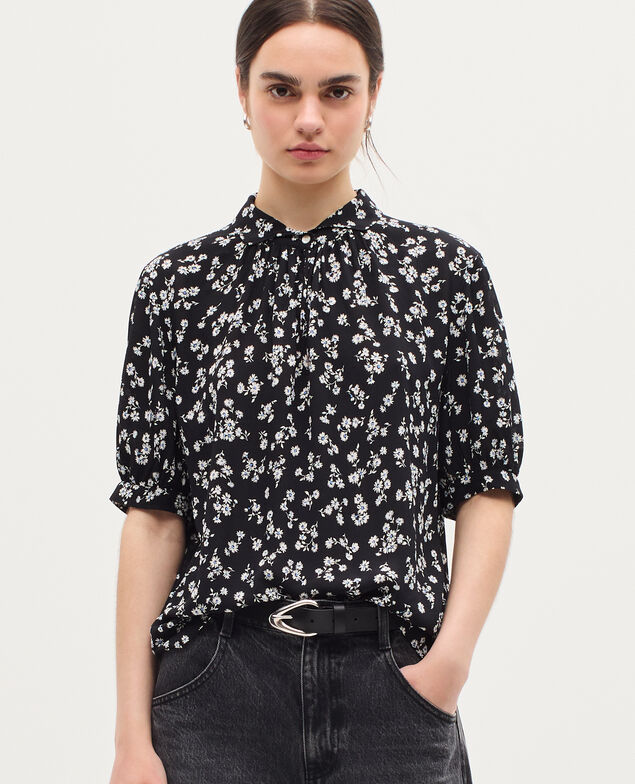 Blusa fluida de manga corta K094 daisy black