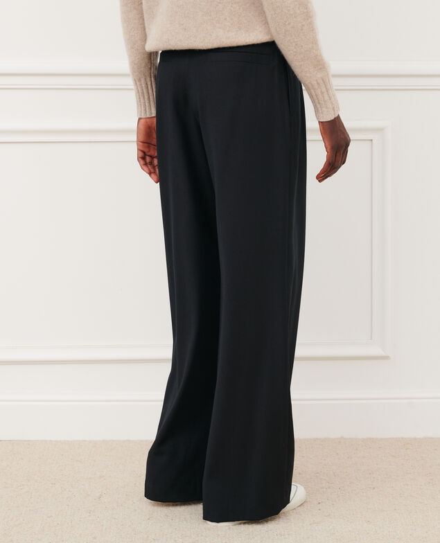 YVONNE - Pantalón ancho de lana cachemir 4216 black_beauty