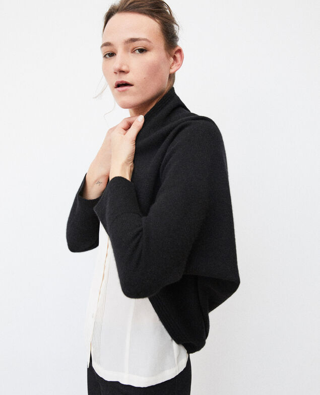 Jersey estilo bolero con cachemir Negro
