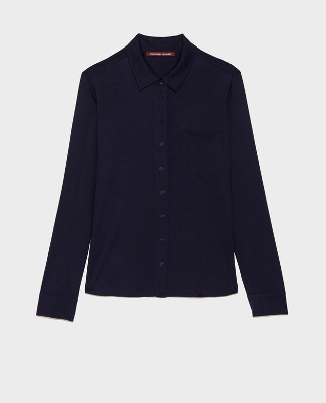 Camisa de punto jersey de seda Maritime blue