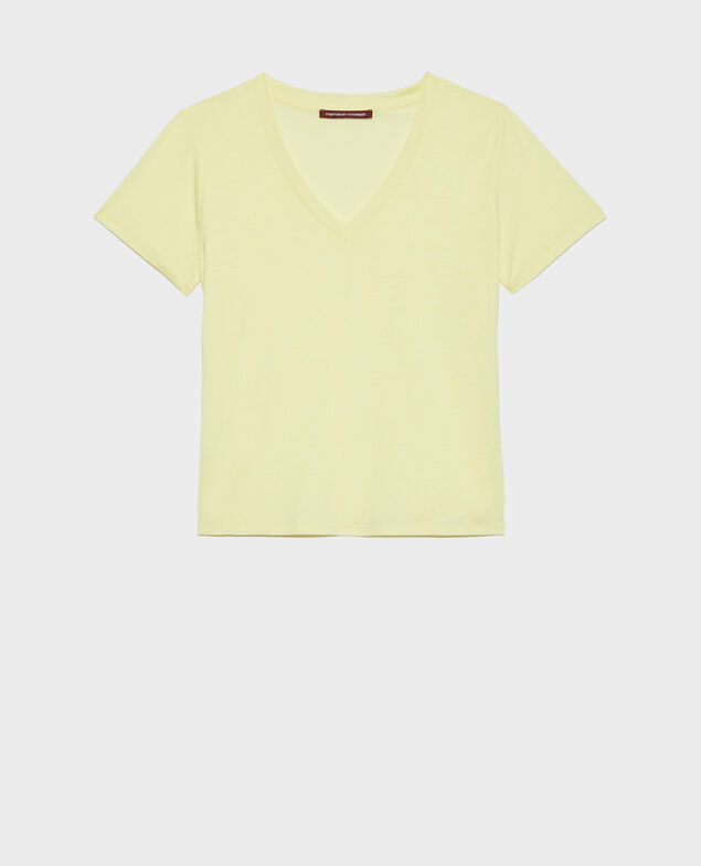 LÉA - Camiseta fluida con cuello de pico 41 yellow