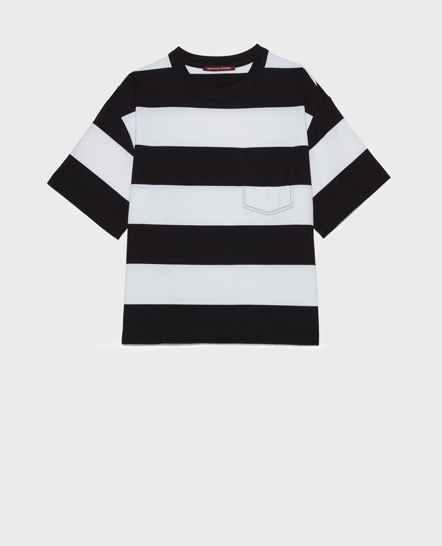 Camiseta rayada oversize de algodón mercerizado Str opticalwhite black