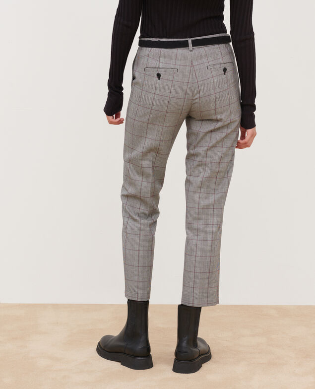 MARGUERITE - Pantalón cigarette de lana A030 grey check