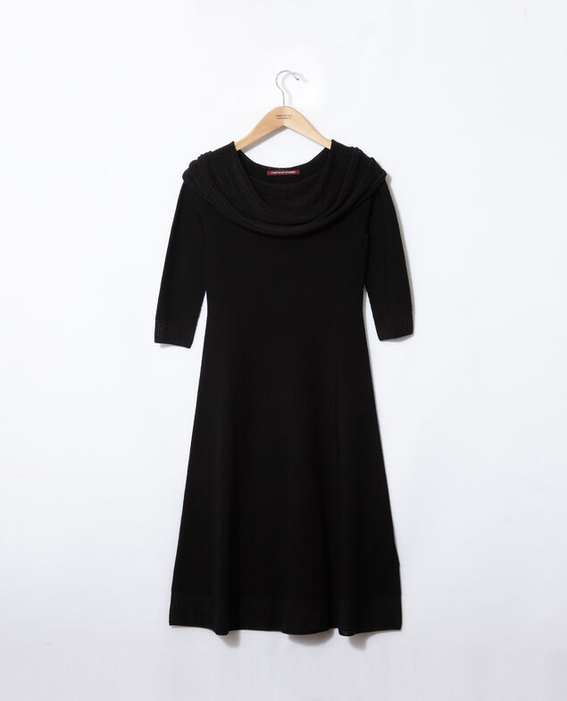 Vestido wholegarment con cuello ajustable Negro