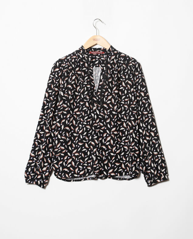 Blusa con cuello tunecino Negro