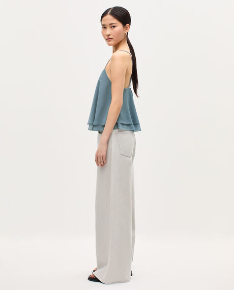 Top de muselina con tirantes cruzados K631 blue lake