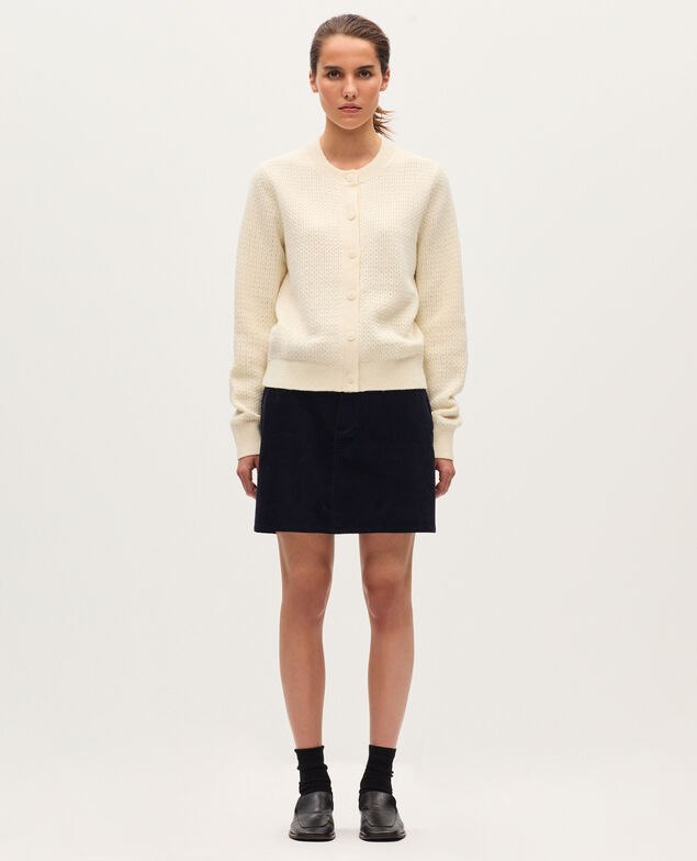Cárdigan de cuello redondo  U010 off white