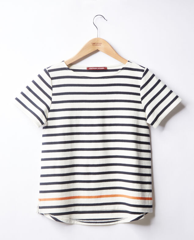 Camiseta de rayas Kaolin/navy/tangerine