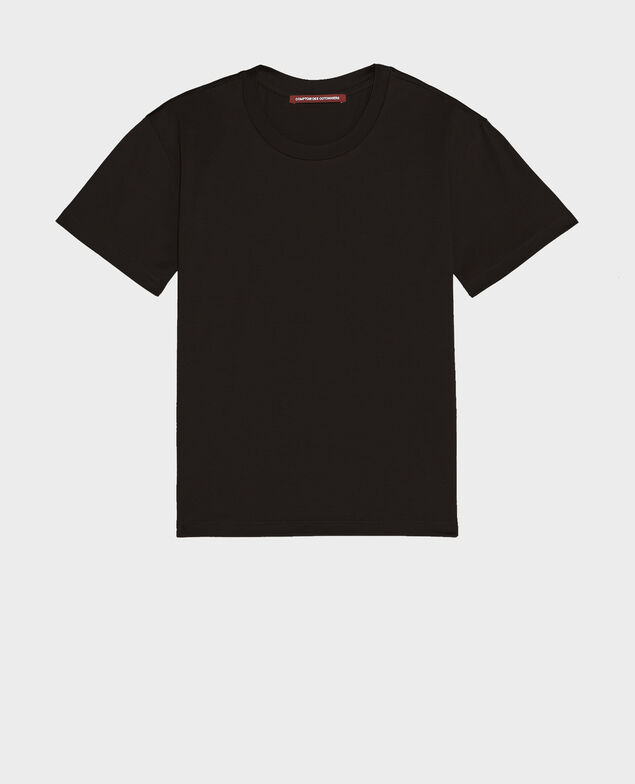 Camiseta de algodón con cuello redondo Black beauty