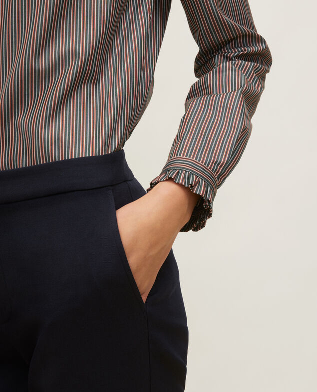  Camisa de algodón cuello subido con volante Stripes3 scarab