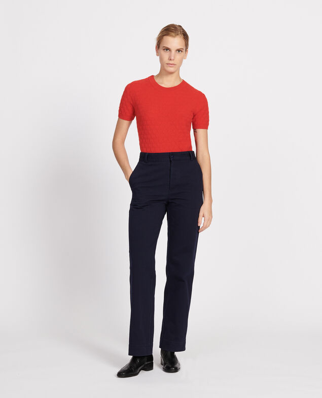 Jersey con escote redondo, 100 % Cachemir  Fiery red