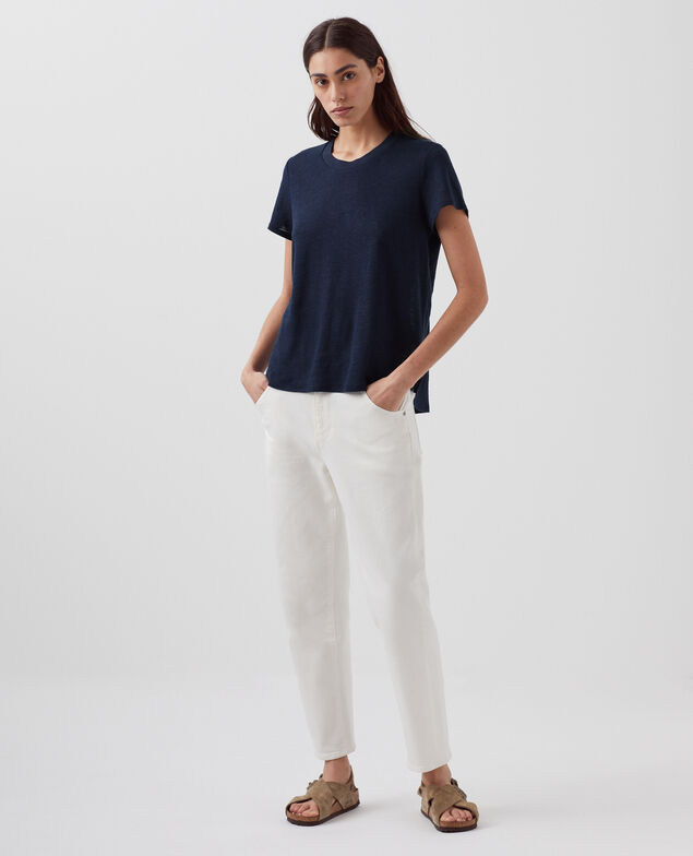 AMANDINE -  Camiseta con cuello redondo de lino H695 night sky