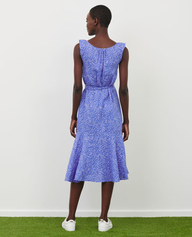 Vestido evasé de lino 91 print blue
