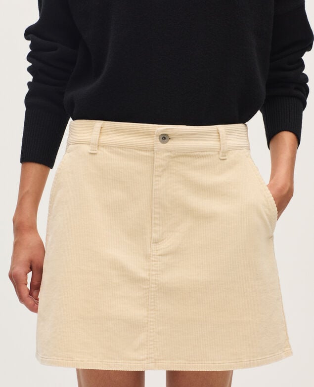 Falda corta de pana U010 off white